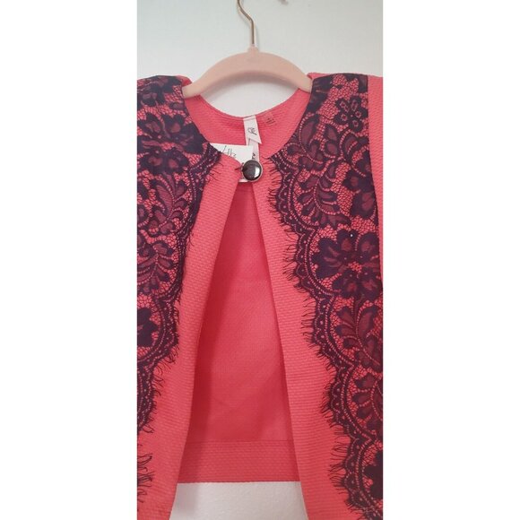 NY Collection Women's 2 Piece Dress Set Navy Peach Size 8 NWT Back Zip 3/4 Sleev - Picture 9 of 15